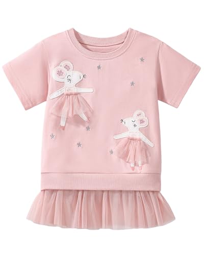Youlebao Little Girls Short Sleeve Dresses Cotton Casual Clothing