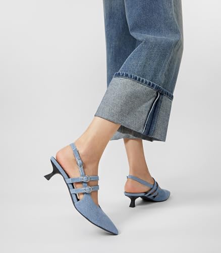 Arromic Women's Kitten Heels Two-Strap Mary Jane Slingback Pointed Toe Pumps Low Heel Ankle Strap Dress Shoes for Work, Wedding, and Formal Occasions3