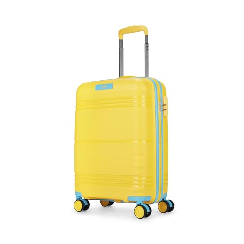 Image of Skybags Cabin Paratrip Hardshell Luggage (55 Cm) | Polypropylene Luggage 4 Wheel Inline Trolley Bag with 8 Wheels | Bumblebee | Unisex, Small, Yellow