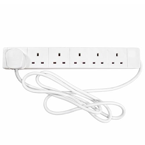 STATUS 6 Socket Extension Lead 2m Multi-Plug Power Strip for Home Office or Gaming Set-ups White (S6W2MS12)