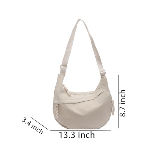 Image of Crossbody Nylon Crescent Bag for Women - Lightweight Small Hobo With 2 Pack Inner Dumpling Bag - Casual