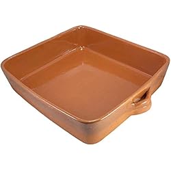 Cazuelas De Barro Decoradas Cazuela besuguera tartera olla cuadrada alta en barro esmaltado (nº 40-39 x 34 x 9 cms)