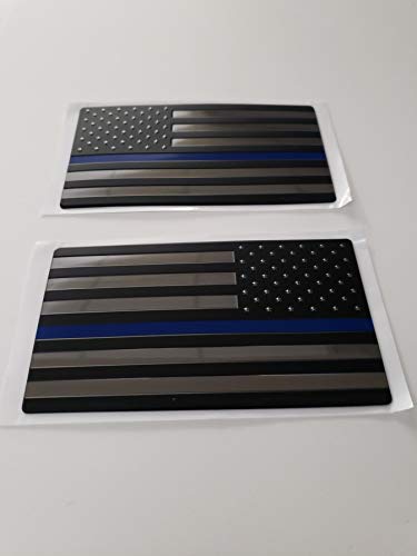 EyeCatcher USA Flag Thin Blue Police Line Emblem Decal - 2 Pack - Thumbnail 3