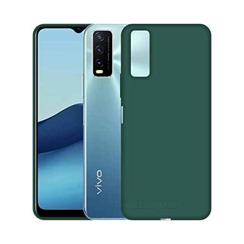 Image of Case Creation Liquid TPU Silicone Cover for Vivo Y20 Soft Case,Anti-Dirty Slim Case Frosted Matte Cute Candy TPU Raised Bezel (Splash of Color) Back Case Cover for VivoY20 -Lake Green
