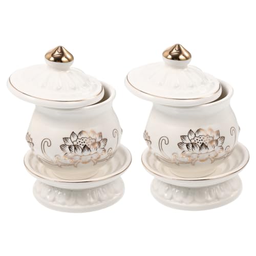 NAMOARLY 2pcs Buddha Worship Water Supply Cup Buddha Water Bowls Buddhist Water Cup Tibetan Altar Cup Holy Offering Water Mugs Sacrificial Water Bowl Sacrifice Cup Home Ceramics White