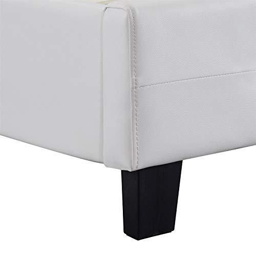 CARO-Möbel Polsterbett Kingston Bettgestell 140 x 200 cm Doppelbett Designbett mit Strasssteinen inklusive Lattenrost Lederimitat in weiß