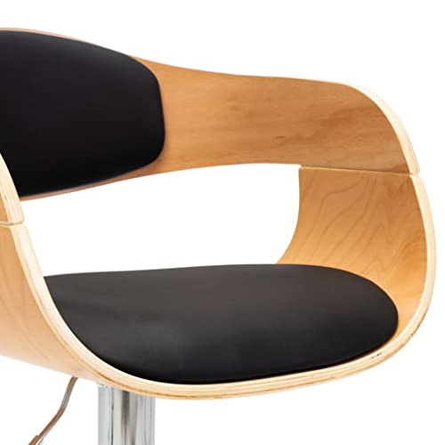 Tabouret de bar noir avec dossier et repose-pieds, chaise de comptoir en bois de buisson