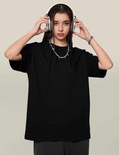 Image of Ogfao Mens Oversized T-Shirts Heavyweight Unisex Cotton T Shirts Baggy Loose Fit Basic Tees Plain Tshirts