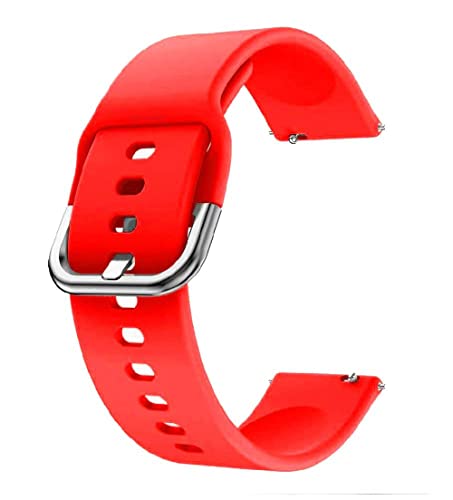 BQeT 22MM Metal Buckle Silicon Strap Compatible with N_oise Colourfit pro 4/max/3/Pluse pro/Pluse Buzz/nav Plus/Pluse Grand/Caliber/pro3 Assist(Check List Also) (Strap, RED)