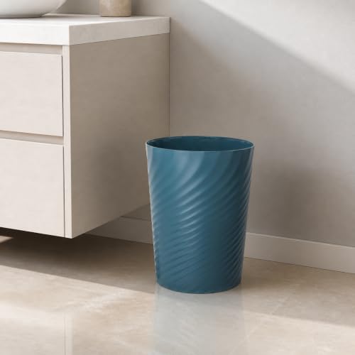 Image of Plastic Small Bathroom Trash Can Wastebasket Garbage Can, Bluish Green