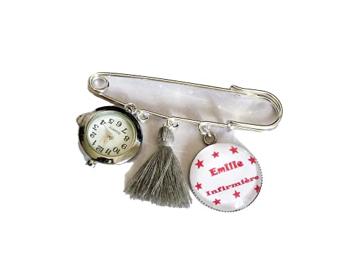 Broche Montre d'infirmière avec badge cadeau Sage Femme infirmière Ash Aide-soignante