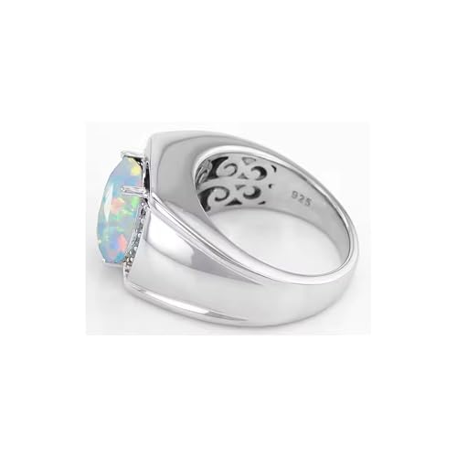 10K 14K 18K Gold Men's 3 Carat Oval Gemstone Engagement Ring with Diamonds Oval Gemstone Anniversary Pinky Ring for Men Size 4-153