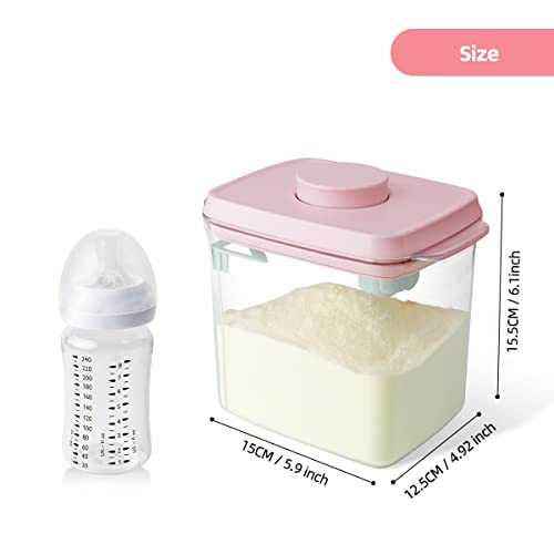 Ankou Formula Container - 1700ml Airtight Formula Dispenser One Button Handy Milk Powder Container BPA-Free Storage Containers with Scoop and Scraper Transparent 730g