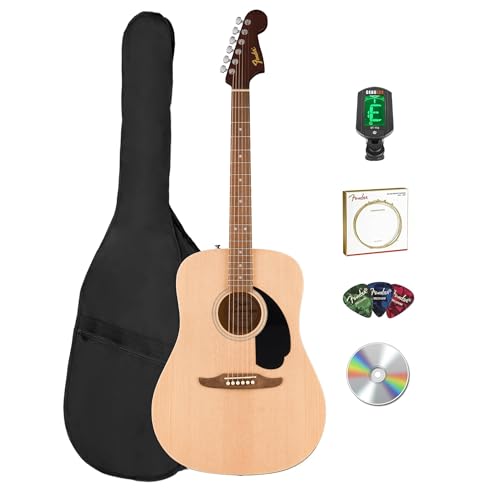 Fender Dreadnought Acoustic Guitar - Natural Bundle with Gig Bag, Tuner, Strings, Picks, and Austin...