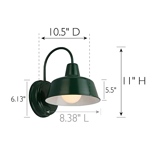 Image of Design House Mason Outdoor Wall Light, 8 inch, Forest Green