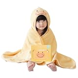 [BabyGoo] ふんわり ベビーバスローブ 出産祝い オーガニックコットン100％ 安全検査合格品 バスタオル おくるみ 男の子 女の子 新生児 クマ ゾウ カバ ウサギ アヒル サル (JP, 年齢, 0か月, 6歳, 60*120cm, アヒル)