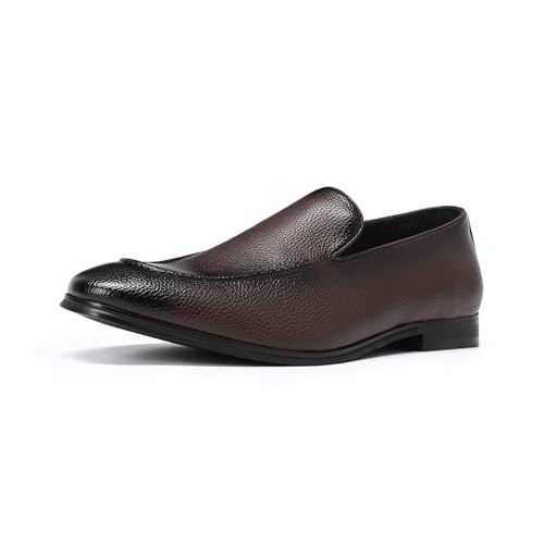 Mocasines Allthemen de cuero patrón lichi, zapatos clásicos de negocios con puntera redonda