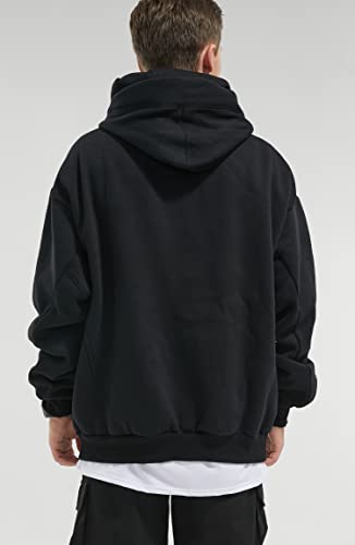 Fleece Hoodies for Men Cowl Neck Sweatshirts Casual Pullover Fall Winter Loose Fit Tops with Embroidery3