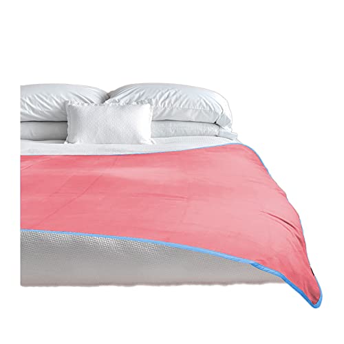 Image of Premium Deluxe : 100% Waterproof Blanket Guarantees to Keep Your Bed Dry! Crinkle-Free Ultra-Soft Fleece Furniture Protector for People Kids Pets. EZ Wash/Dry Pink/Blue Reversible 80x60