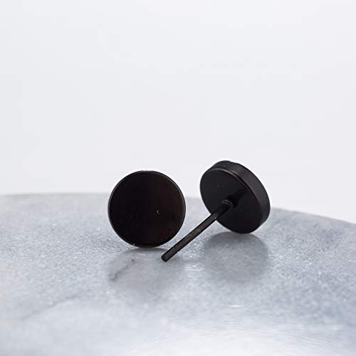 Simple Punk Round Triangle Bar Geometric Stud Earrings Women Mens Stainless Steel Ear Jewelry 3 Pairs/Pack-Black #TOP4