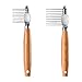 Dog and Cat Grooming Tools Ergonomic Wood Handle 9 Blade Tangle Remover Mat Splitter Breaker Rakes (Long Teeth)