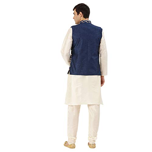 Image of Sojanya (Since 1958 Men'S Silk Blend Kurta Pyjama & Nehru Jacket Combo