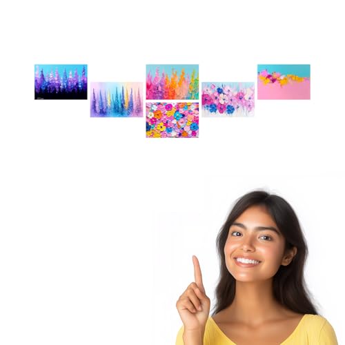 Image of SiddArtify Floral Wall Art Prints Set - Abstract Flower Poster Decor for Living Room Bedroom Office - Set of 2-4x6 Inch - Board (Pack of 6) - Sticker (Pack of 6)