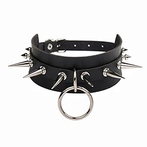 Ncheli punk ketting lederen ketting, PU lederen sleutelbeen ketting Punk spiked PU lederen sleutelbeen ketting gotische…