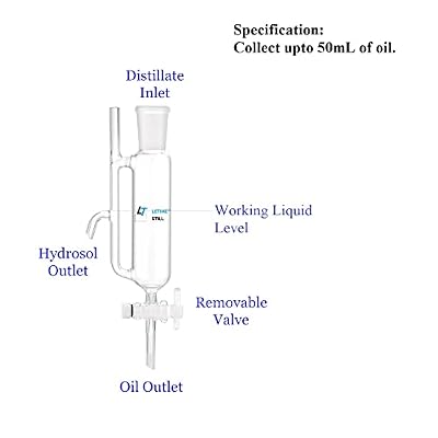 LETIME Essential Oil Separator, 24/40 Joint, Oil Water Separator for Essential Oil Distillation