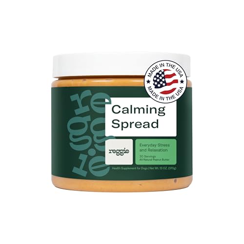 Reggie Calming Spread for Dogs | Natural Peanut Butter with Melatonin & L-Theanine to Reduce Hyperactivity, Separation Anxiety, & Stress | Vet-Approved for All Ages, Breeds, and Sizes - 30 Servings