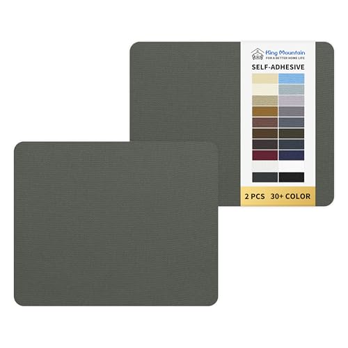 KING MOUNTAIN Canvas Repair Patch 9 x11 Inch 2 Pcs Self-Adhesive Waterproof Fabric Patch for Sofas, Tents, Furniture,Tote Bags, Car Seats (Dark Grey 2.0)