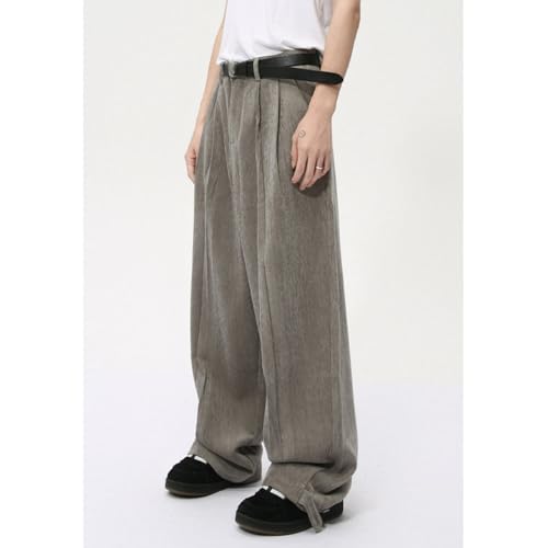 Men's Fall Wide Leg Vintage Trousers Classic Button Loose Fit Floor Length Suit Pants3