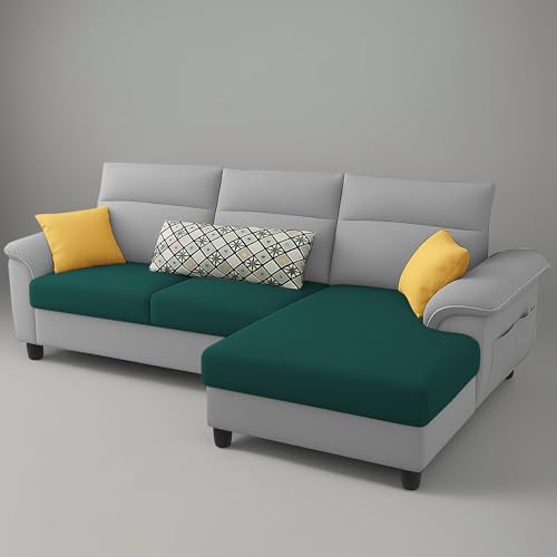 Image of Casaliving Seams RHS 4 Seater L Shape Sofa for Living Room (Pine Grey Fabric) Premium Fabric Sofa