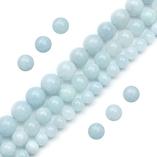 Image of 51pcs Natural Beads Round Aquamarine Gemstone Beads Loose Beads 8 MM || Gemstone Agate for Reiki Meditation Yoga Spiritual || Feng Shui || बैरूज