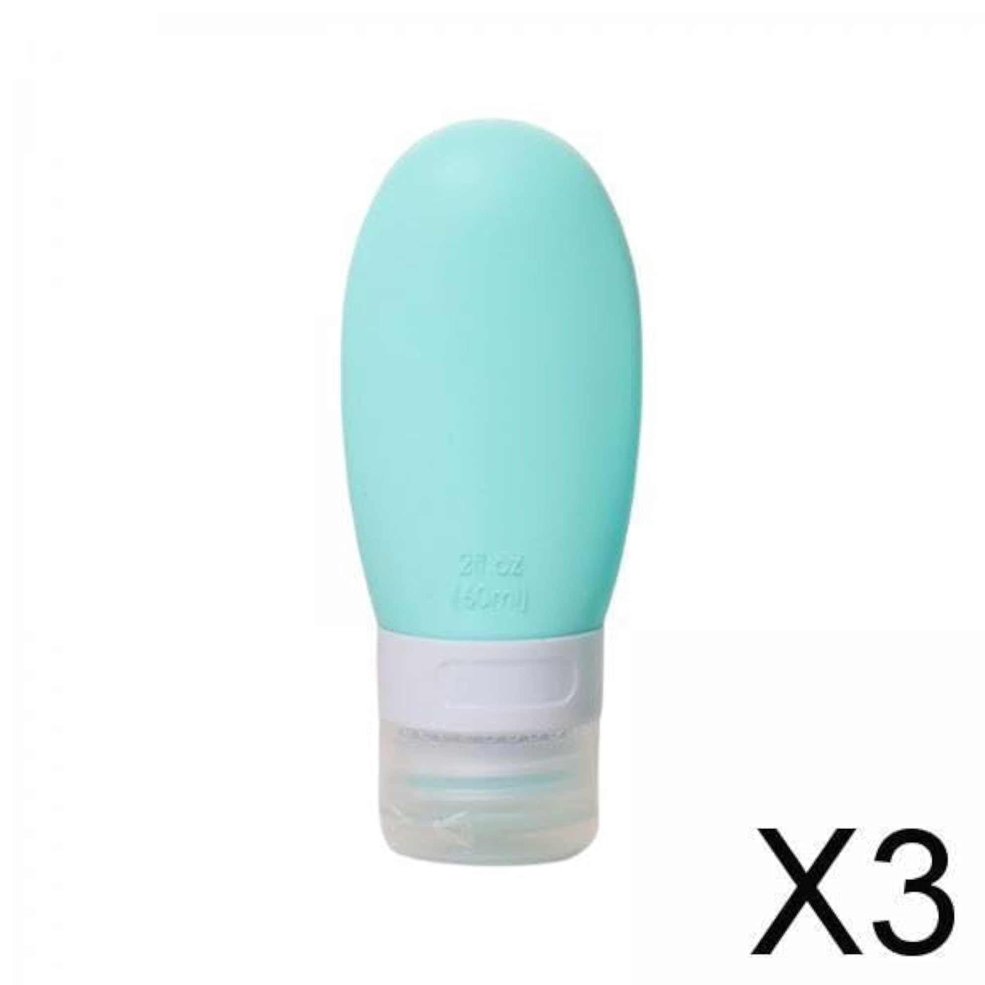 3x Silicone Travel Bottle Set for Cosmetic Wash, Conditioner