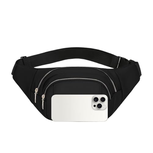 Riñonera impermeable con múltiples bolsillos con cremallera, riñonera para hombre, para viajes al aire libre, gimnasio, vacaciones, senderismo, deportes, viajes, ciclismo, correr, camping, Black