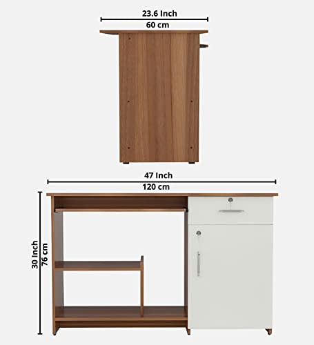 Image of COUCH CULTURE Zanko Engineered Wood Study Table | Multi-Purpose Study Table | Computer Table for Students | Office Table with Drawers | Desk for Work from Home | 1 Year Warranty - Leon Teak
