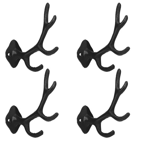 Chumia 4 Pcs Rustic Cast Iron Coat Hooks Wall Mounted