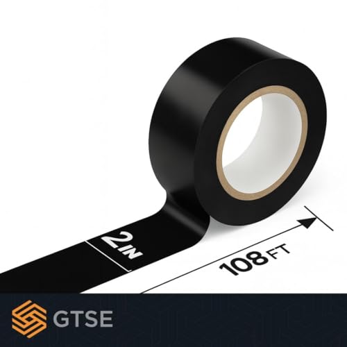 Image of GTSE - Black Vinyl PVC Floor Tape 2 inch x 108ft Safety Marking Tape
