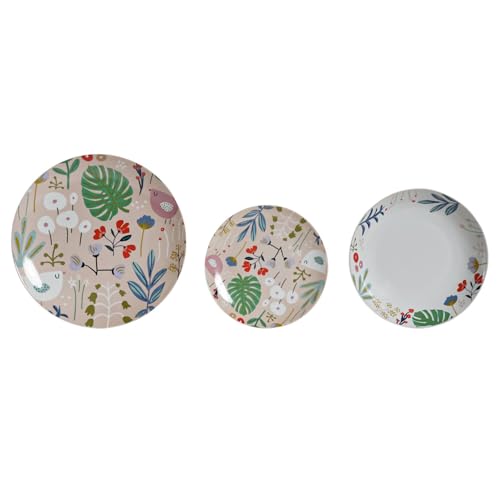 VAJILLA SET 18 PORCELANA 27X27X3 FLORES MULTICOLOR VAJILLA SET 18 PORCELANA 27X27X3 FLORES MULTICOLOR