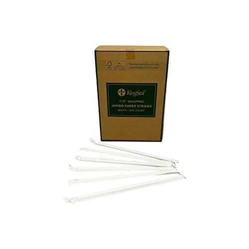Pitillos desechables de papel KingSeal, 400 unidades, 19.69 cm, biodegradables miniatura 2