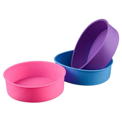 Gatuida 3 Moldes Redondos de Silicona para Hornear Pasteles 17 CM Color Aleatorio Moldes Antiadherentes para Cupcakes y Repostería Aptos para Horno y Microondas Set Color Aleatorio