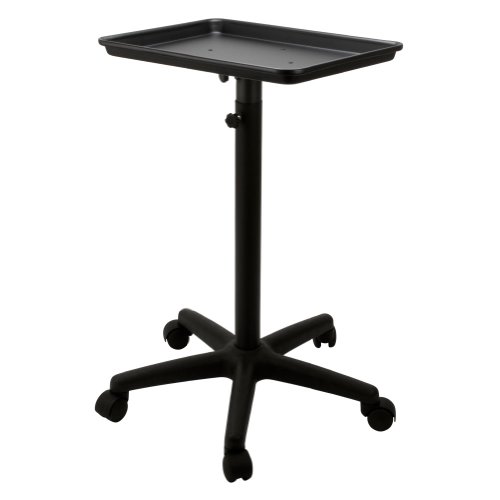 Steel BLACK Rolling Adjustable Salon Mayo Style Tray Medical Equipment Stand