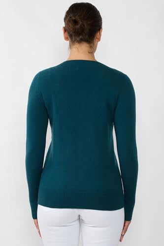 Image of JENNIE LIU Women's 100% Pure Cashmere Long Sleeve Ava V Neck Pullover Sweater