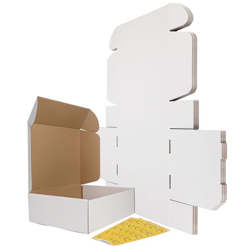 RLAVBL 13x10x4 Shipping Boxes Set of 15, White Corrugated Cardboard Mailer Box for Packing, Mailing, Business