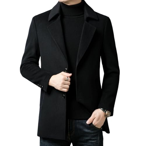 Veste d'hiver mi-longue homme manteau laine double face chaud et chic