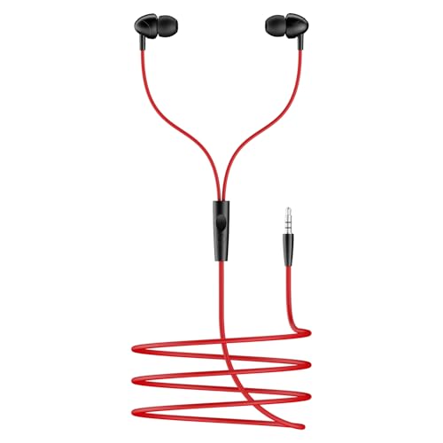 Image of Boat Bassheads 211 Wired Earphones with 10mm Drivers, Signature Sound, in-Line Microphone, 3.5mm Jack, Voice Assistant & 120cm Cables (Raging Black)