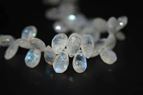 Pierre de lune arc-en-ciel facettée pour création de bijoux poire briolette 8x11-10x15mm