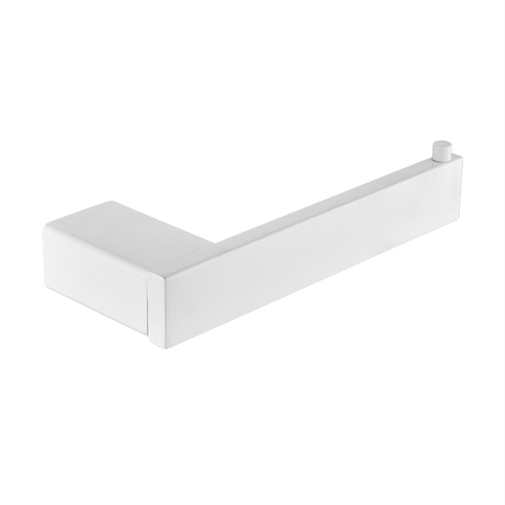 Porte-brosse de toilette mural en acier inoxydable blanc avec porte-papier et crochet de peignoir