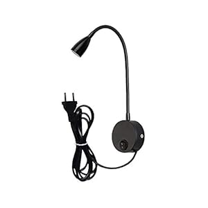 3W Lampe de lecture, Youngine Flexible 3W Lampe de chevet LED avec interrupteur et prise filaire, Applique murale col de cygne pour chambre à coucher, hôtel, bureau, 3000K (Noir-Blanc Chaud)